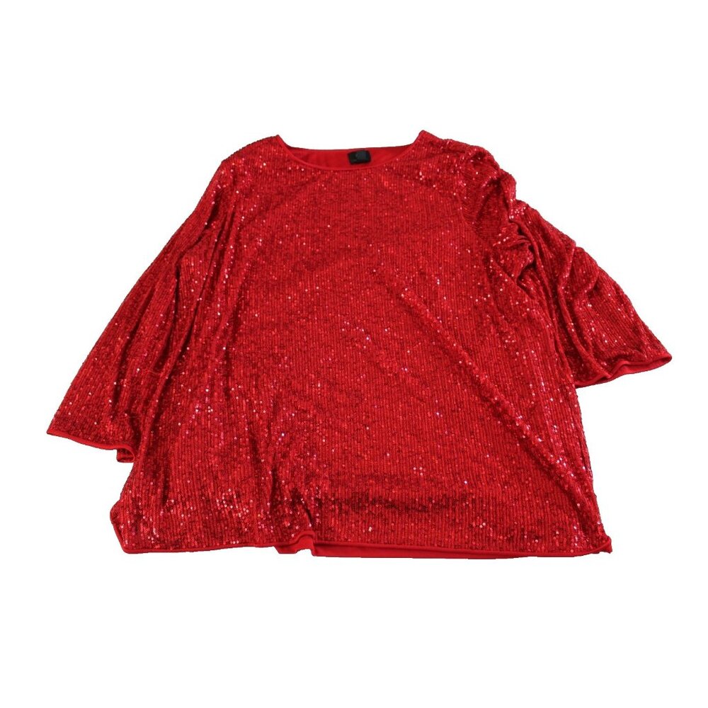JM Collection Women's Redโ Sparkle Blouse Size 4x